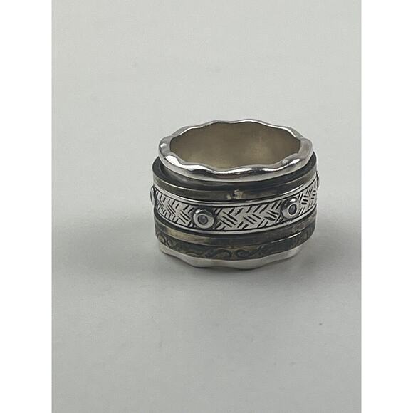 Silpada Sterling Silver & Brass with Patina Spinner Ring Isabella R3137 Size 6 - Picture 5 of 11